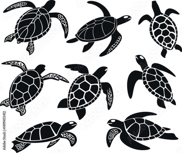 Obraz Collection of Silhouetted Sea Turtles