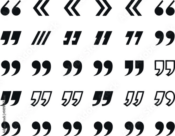 Obraz Exclamation Mark Collection. Black comma icon set. Speech mark. Inverted comma symbol.