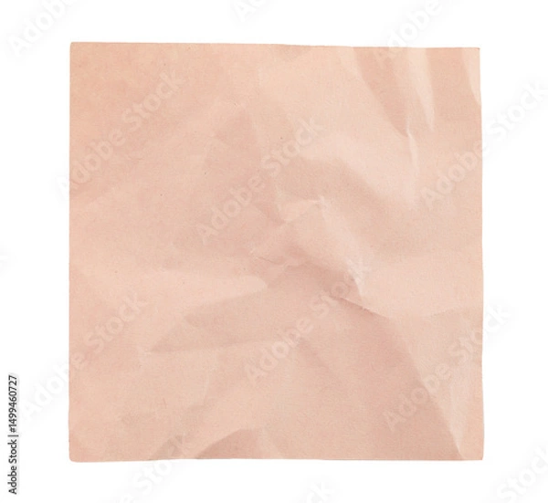 Fototapeta Crumpled blank sheet of paper for notes, isolated on transparent background. Office blank paper concept