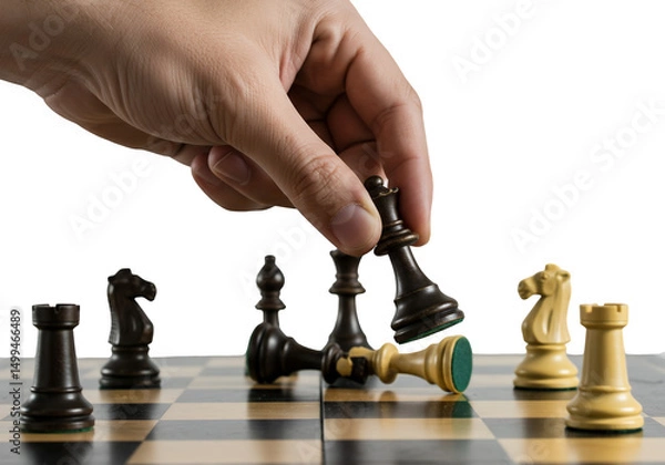 Obraz Black Chess Piece Checkmating a White Queen