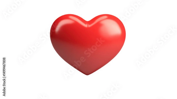 Fototapeta 3D render of a heart-shaped speech bubble icon with smooth curves and glossy finish isolated on white background