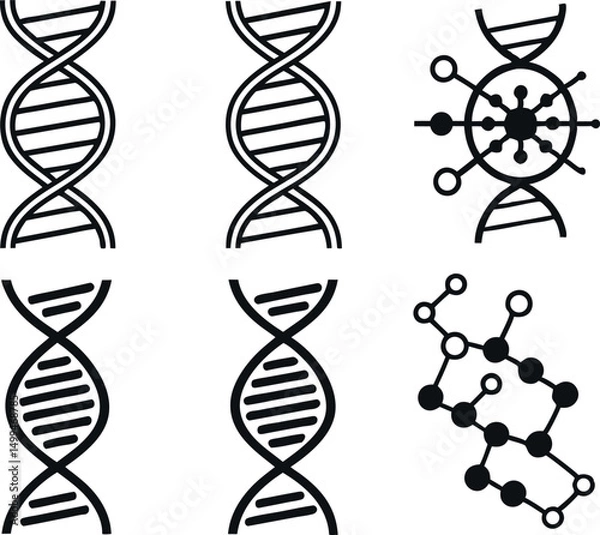 Obraz Collection of DNA, Virus, and Molecule Icons