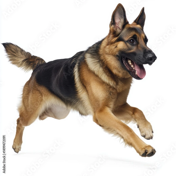 Obraz German Shepherd joyfully running on white background