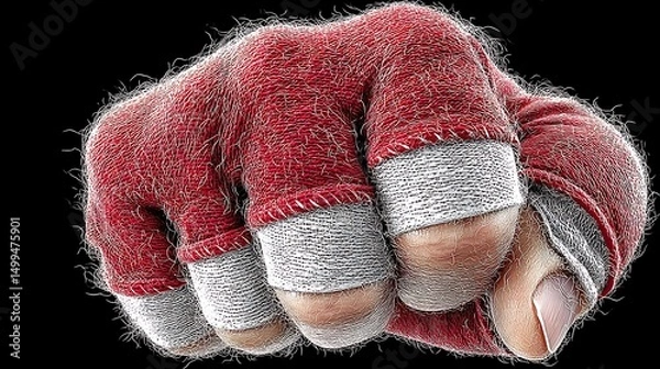 Fototapeta A Fist Coated in Red Glitter For an Unexpected and Unusual Design