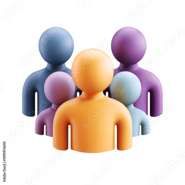 Fototapeta 3D Group User icon isolated on transparent background. 3d rendering Cartoon plastic style. PNG file, cut out