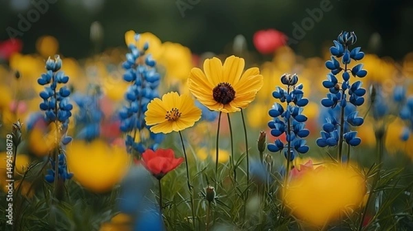 Obraz Vibrant wildflowers in a lush meadow.