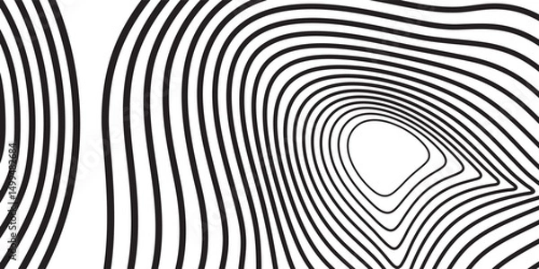 Fototapeta Twisting Whirl Motion and 3D Illusion in Abstract Op Art Striped Lines Pattern.