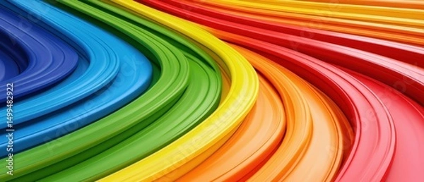 Fototapeta Curved, vibrant, multicolored lines create a flowing abstract pattern in this dynamic, eye-catching image.
