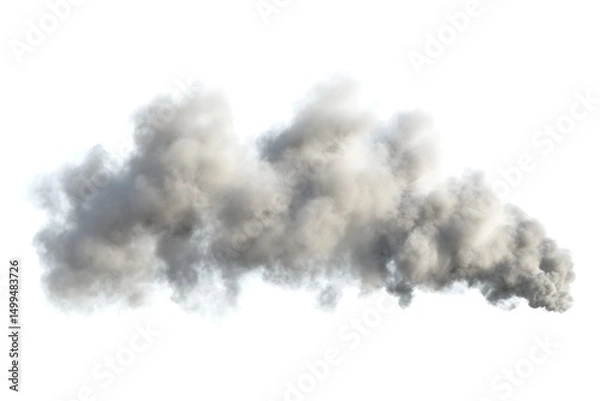 Fototapeta Realistic smoke forming temporary sculptural shape on a white background