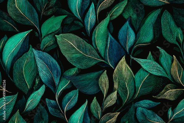 Fototapeta Papier peint avec feuillage vert