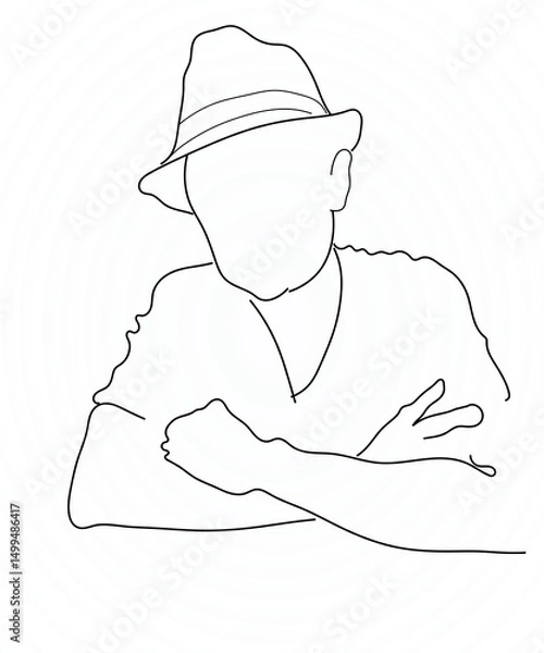 Obraz man with hat drawing line