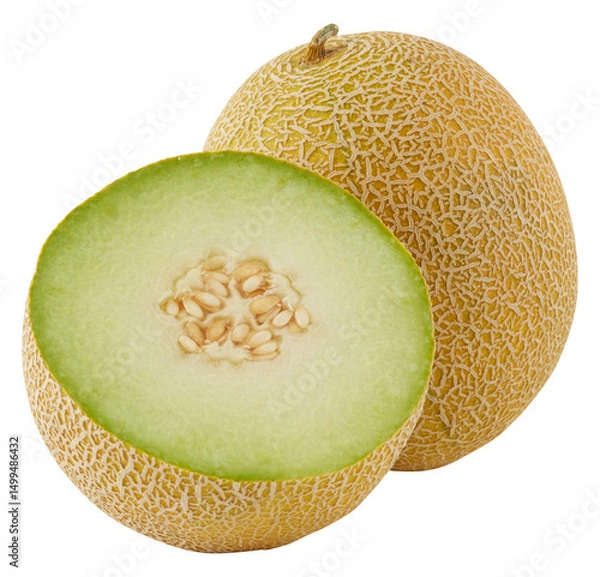 Obraz Fresh cantaloupe cut out isolated transparent background