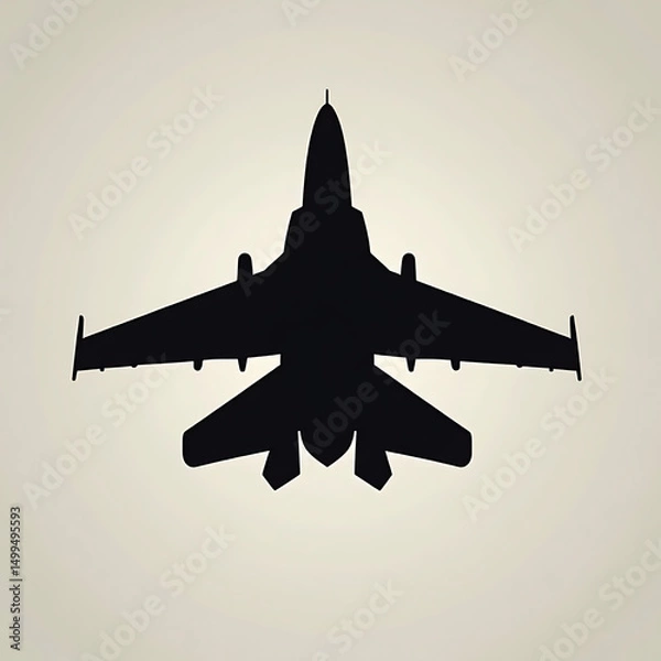 Fototapeta An modern fighter jet  silhouette vector illustration icon , logo type, on white background.