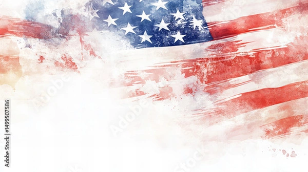 Obraz Abstract grunge American flag background with paint splashes and stars for Fourth of July, Independence Day, patriotic events and USA national celebrations

