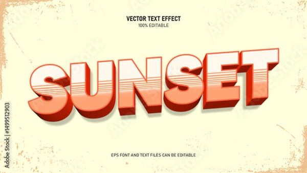 Fototapeta Sunset retro text style editable text effect