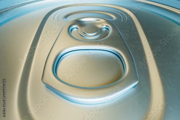 Obraz 3d render of macro shot of aluminum can lid. Image of the can has soft studio illumination 