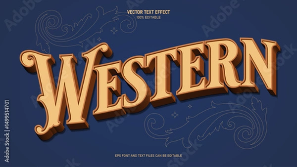 Fototapeta Western 3d text style editable text effect