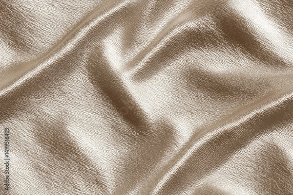 Fototapeta Close-up of metallic gold Glossy Satin fabric with soft folds and texture.