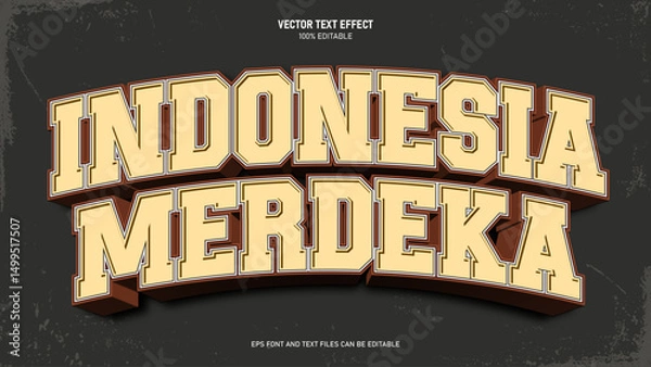 Fototapeta Indonesia merdeka retro style text effect