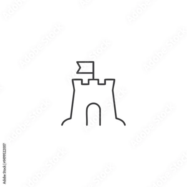 Fototapeta Sand castle icon logo flat vector design