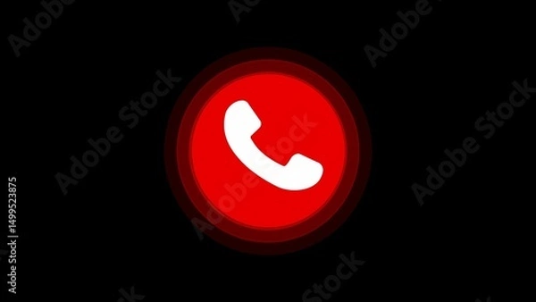 Fototapeta Call cut button icon, red phone end symbol for mobile app interface, disconnect communication sign, telecommunication end call UI design element, digital technology and network concept