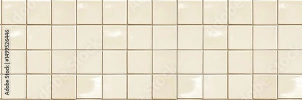 Obraz background banner panorama with beige cream colored tiles wall texture, square mosaic tile, seamless pattern