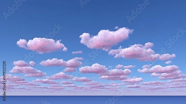 Obraz Pink Cloudscape Serene Sunset over Calm Ocean.
