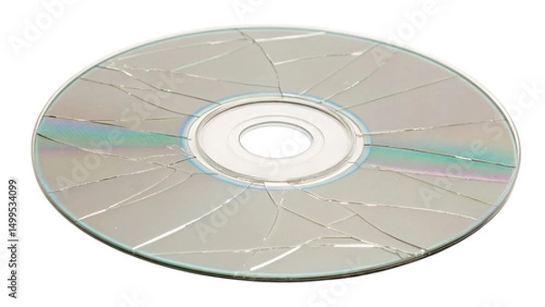 Fototapeta broken compact disc  isolated on white