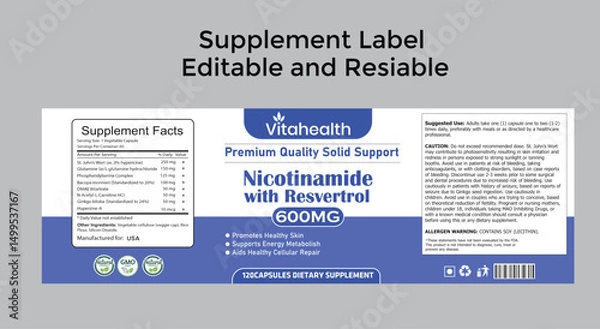 Fototapeta Supplement label design ,private label supplements,white label supplements


