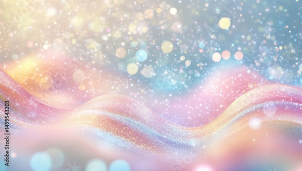 Obraz Colorful pastel waves with sparkling bokeh create dreamy atmosphere