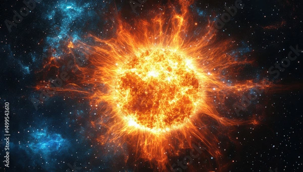 Obraz Bright star like effect radiating in space, showcasing vibrant colors