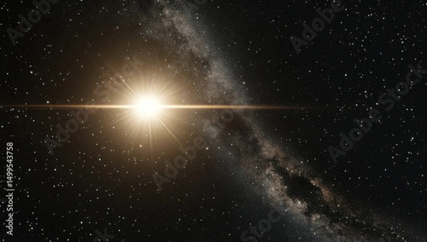 Obraz bright star shines in dark sky, surrounded by countless stars