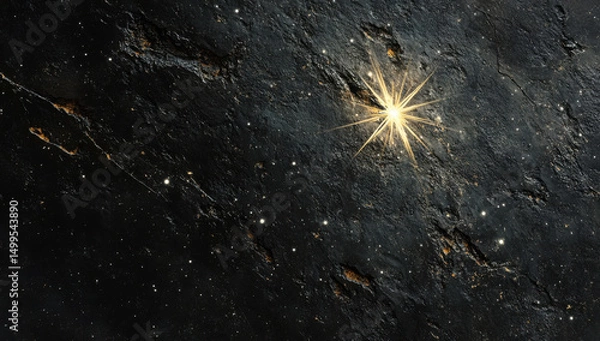 Obraz bright star shines in dark sky, illuminating vast cosmos