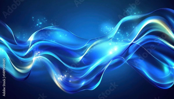 Obraz Smooth blue waves with glowing accents create serene atmosphere