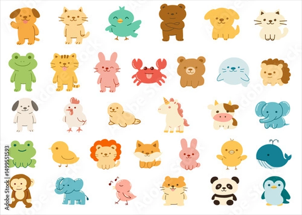Fototapeta cartoon hand drawn doodle animal collection