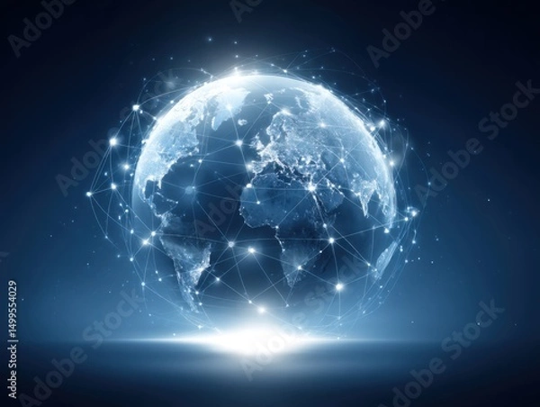 Fototapeta Global Network Connection Digital World Technology Concept Futuristic Design Background