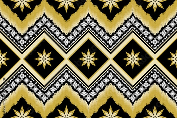 Obraz Ethnic Figure aztec embroidery style.Geometric ikat oriental traditional art pattern.Design for ethnic background,wallpaper,fashion,clothing,wrapping,fabric,element,sarong,graphic,vector illustration.