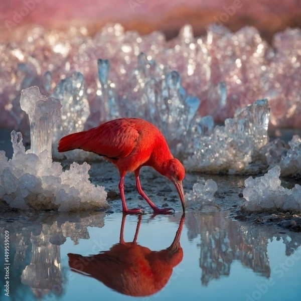 Obraz red flamingo in the water