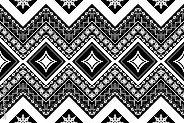 Obraz Ethnic Figure aztec embroidery style.Geometric ikat oriental traditional art pattern.Design for ethnic background,wallpaper,fashion,clothing,wrapping,fabric,element,sarong,graphic,vector illustration.
