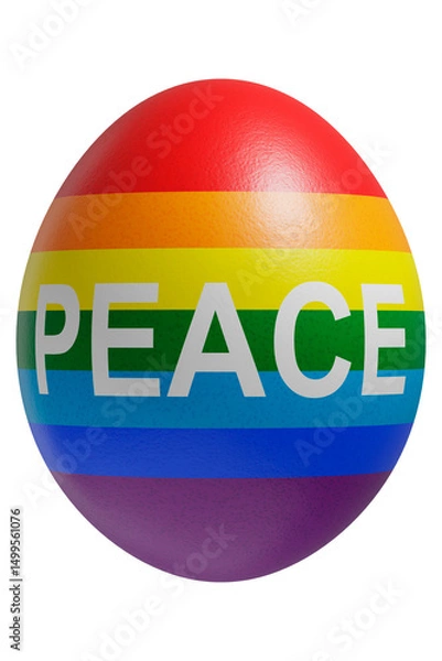 Obraz Rendered easter egg with a flag of the peace sign on the surface.