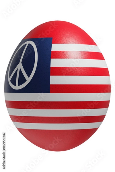 Obraz Rendered easter egg with a flag of the peace sign on the surface.