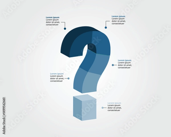 Fototapeta question mark 5 step template for infographic for presentation for 5 element in blue