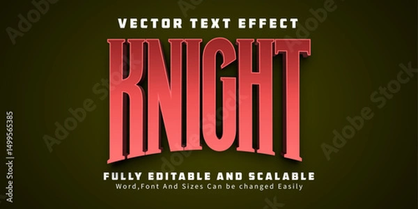Fototapeta Editable text effect knight 3d sword and battle font style