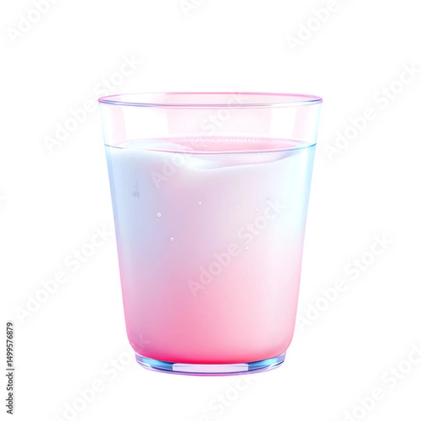 Fototapeta A glass of pink liquid with a gradient from light pink to white against a black background isolated shot isolated with white background