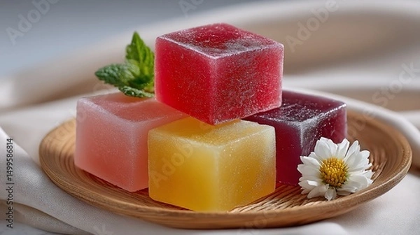 Obraz Colorful Jellies Stacked on Plate