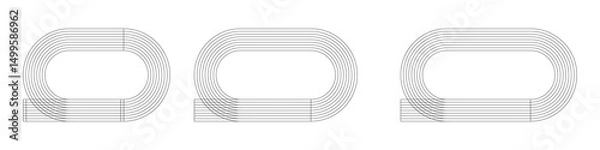 Fototapeta Top view athletic track field stadium with running lanes. Flat vector illustration isolated on white background.
