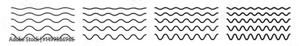 Fototapeta Editable zigzag line pattern with seamless wave texture. Flat vector illustration isolated on white background.
