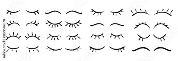 Fototapeta Cute eyelash eye with unicorn cartoon style. Feminine face close-up illustration. Flat vector illustration isolated on white background.