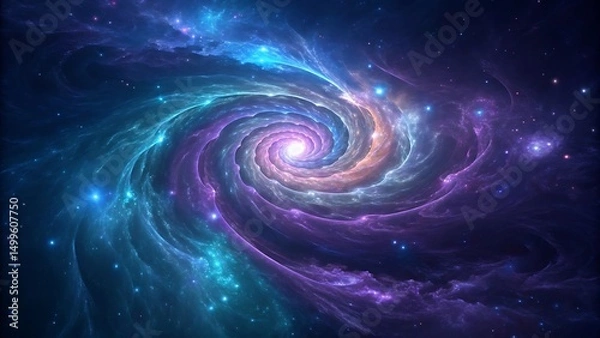 Obraz A swirling galaxy seen from the edge of a black hole, where time and space begin to distort.