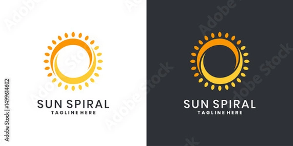 Obraz Spiral sun logo design with circular rays